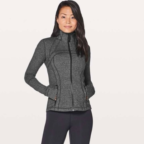Lululemon Define Jacket Heathered Herringbone Stretch Athletic Top Black Gray 4 - Picture 6 of 10